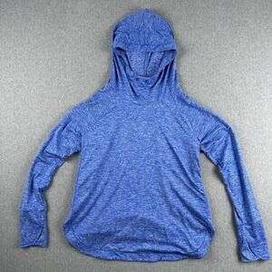 Athleta Blue Heathered Pullover Hoodie Lightweight Athletic Womens Large Running